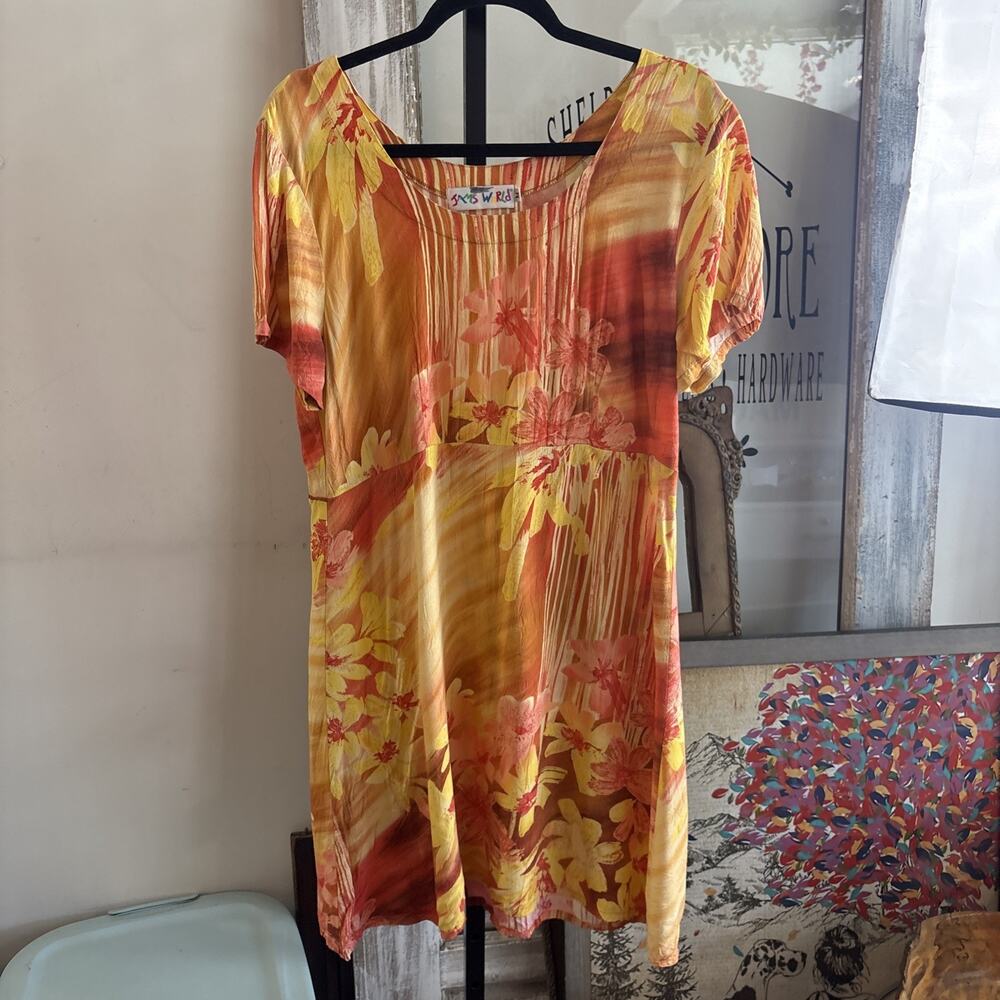 Jams World Orangey Tropical Midi Dress Size Medium